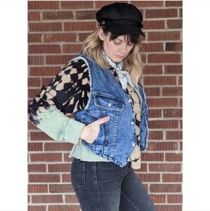 FREE PEOPLE Florence Ranch Vest / Denim + Sherpa